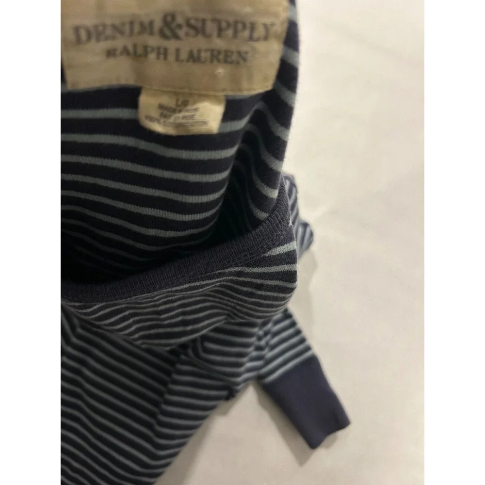 Denim Supply Ralph Lauren Jackie Long Sleeve Mens Large Shirt Stripe Preppy Blue